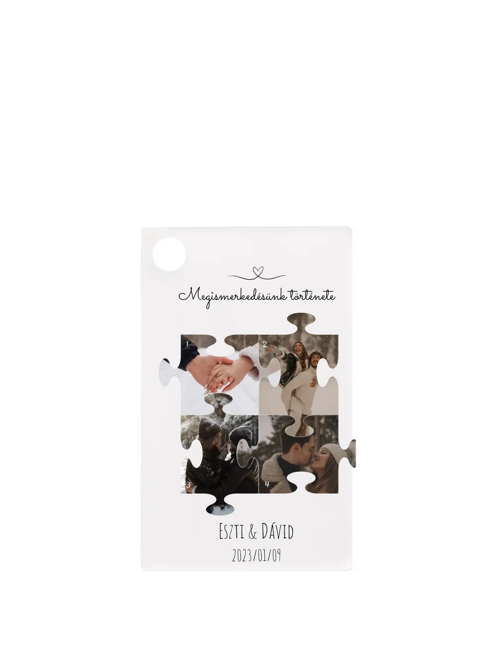 Megismerkedésünk története puzzle 1. - 4 fénykép - Saját fényképes kulcstartó