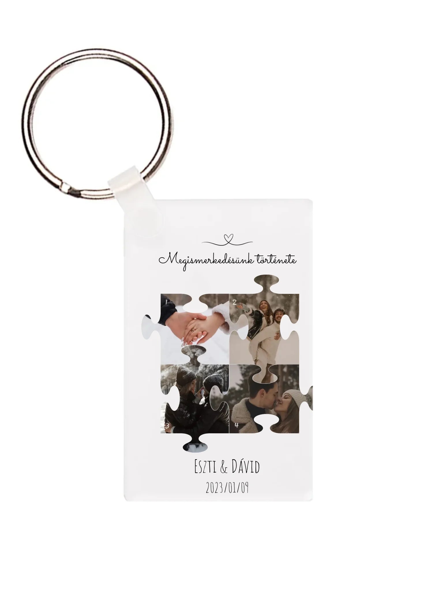 Megismerkedésünk története puzzle 1. - 4 fénykép - Saját fényképes kulcstartó