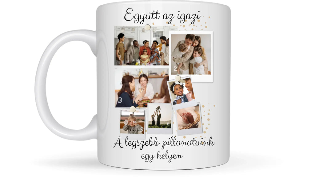 Családi pillanatok fotókollázs bögre - 7 fényképpel - személyre szabható ajándék Családnak