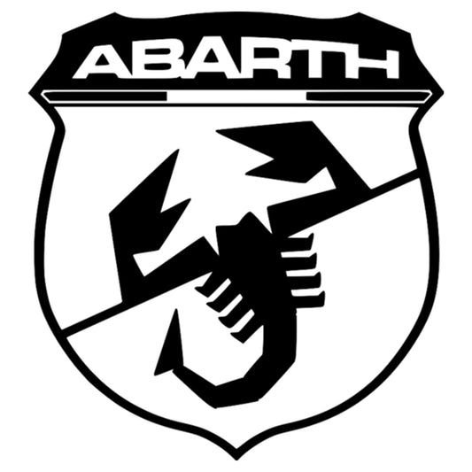 Abarth logo matrica főkép, fekete színben, fehér alapon.