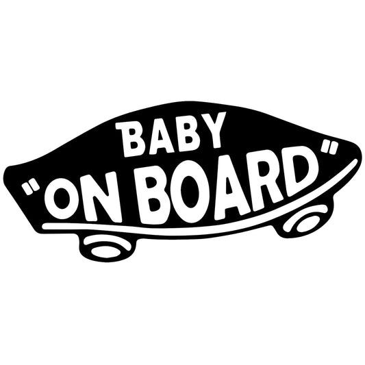 Baby on board gördeszka matrica főkép, fekete színben, fehér alapon.