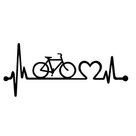 Bicycle Love matrica főkép, fekete színben, fehér alapon.