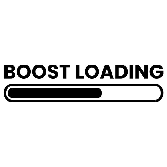 Boost Loading matrica főkép, fekete színben, fehér alapon.