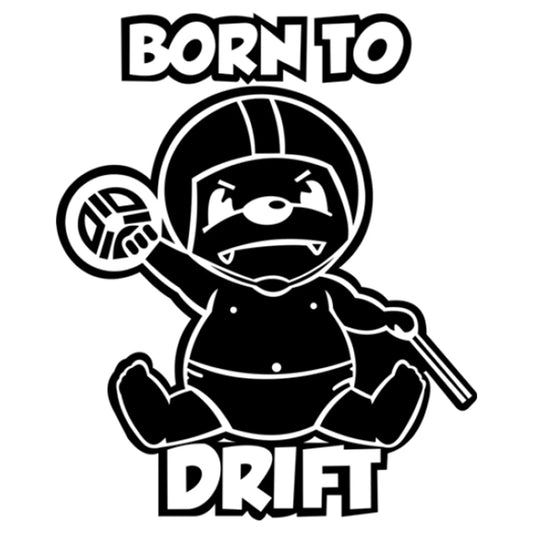Born To Drift matrica főkép, fekete színben, fehér alapon.