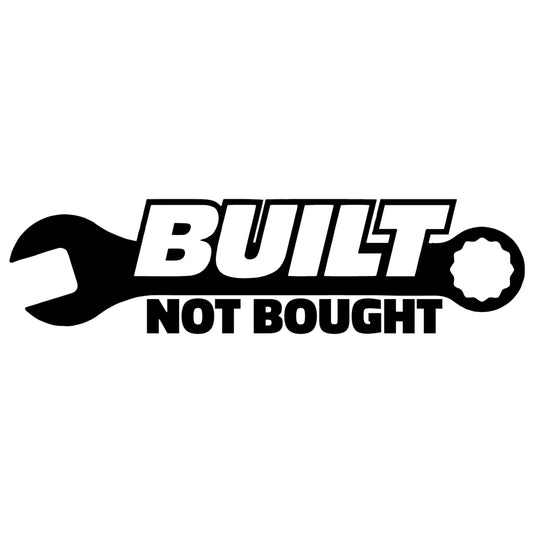 Built Not Bought 2 matrica főkép, fekete színben, fehér alapon.
