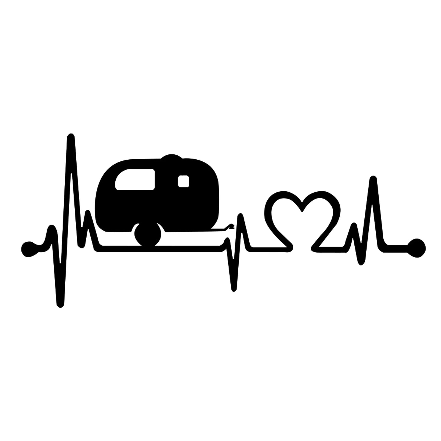 Camping Love matrica főkép, fekete színben, fehér alapon.