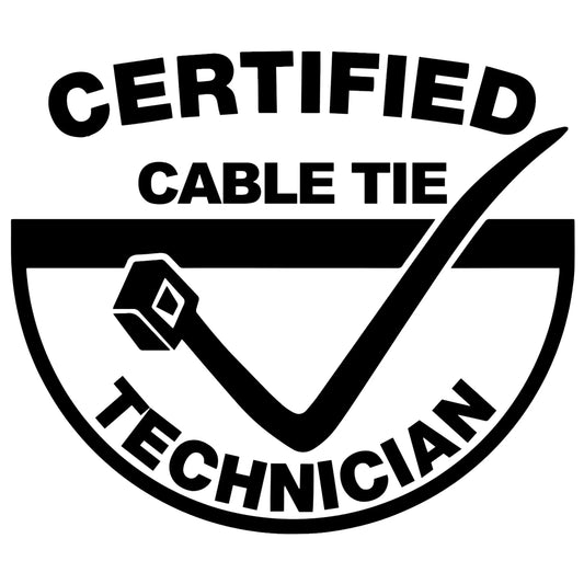 Certified Cable Tie Technician matrica főkép, fekete színben, fehér alapon.