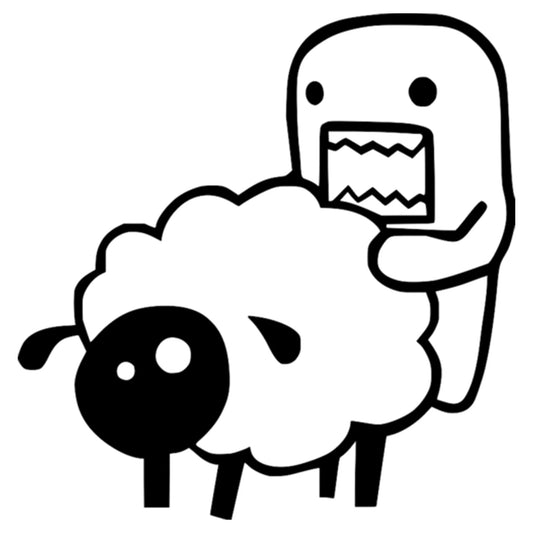 Domo báránnyal matrica főkép, fekete színben, fehér alapon.