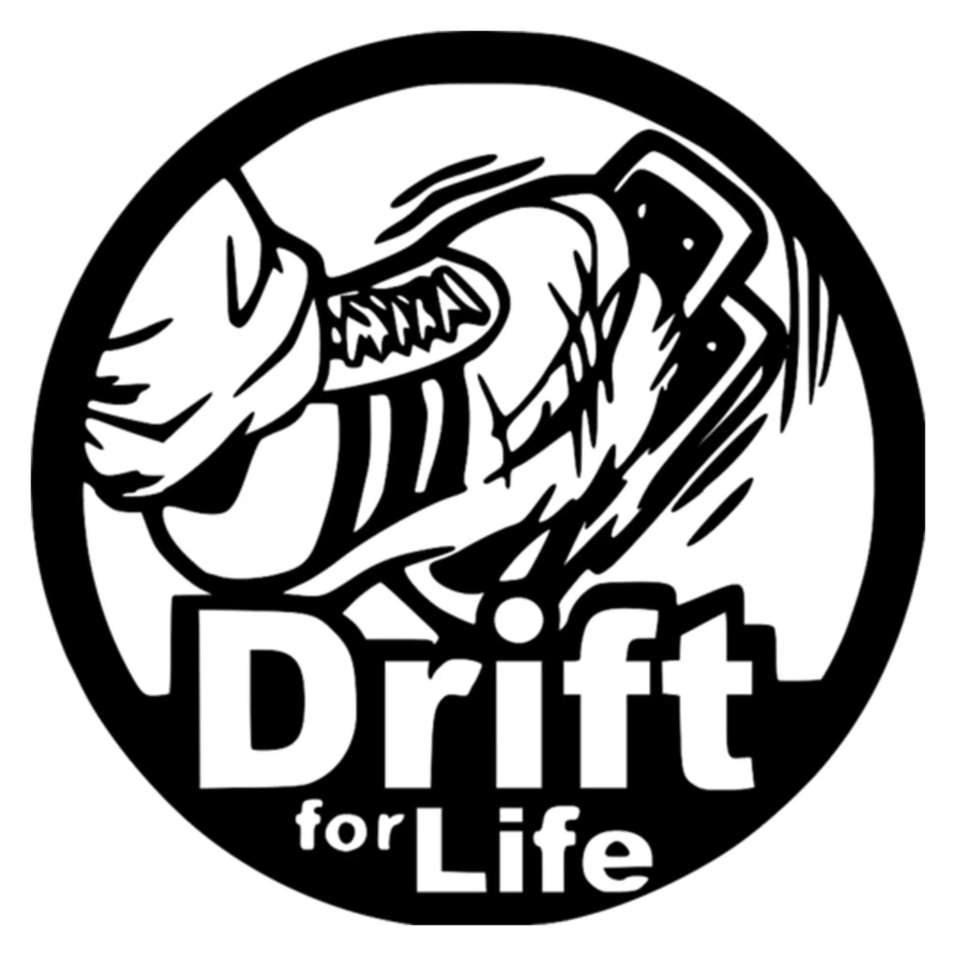 Drift For Life matrica főkép, fekete színben, fehér alapon.