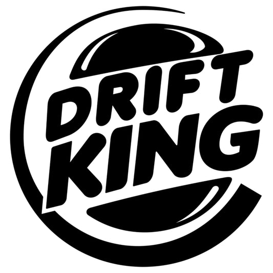 Drift King matrica főkép, fekete színben, fehér alapon.