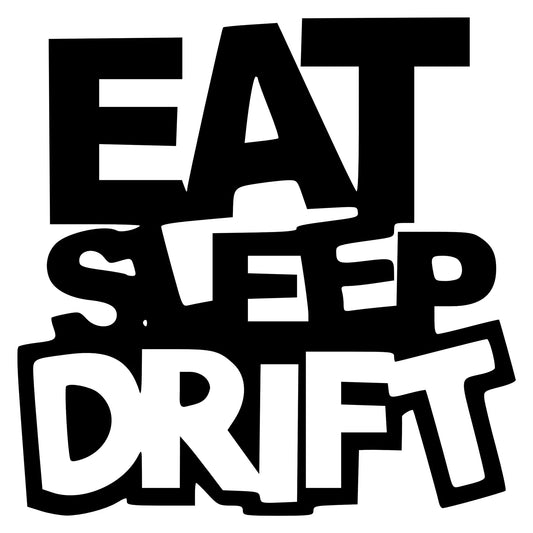Eat Sleep Drift matrica főkép, fekete színben, fehér alapon.