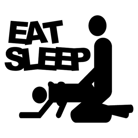 Eat Sleep Fuck matrica főkép, fekete színben, fehér alapon.