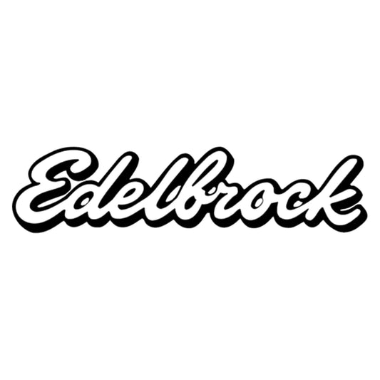 Edelbrock matrica főkép, fekete színben, fehér alapon.