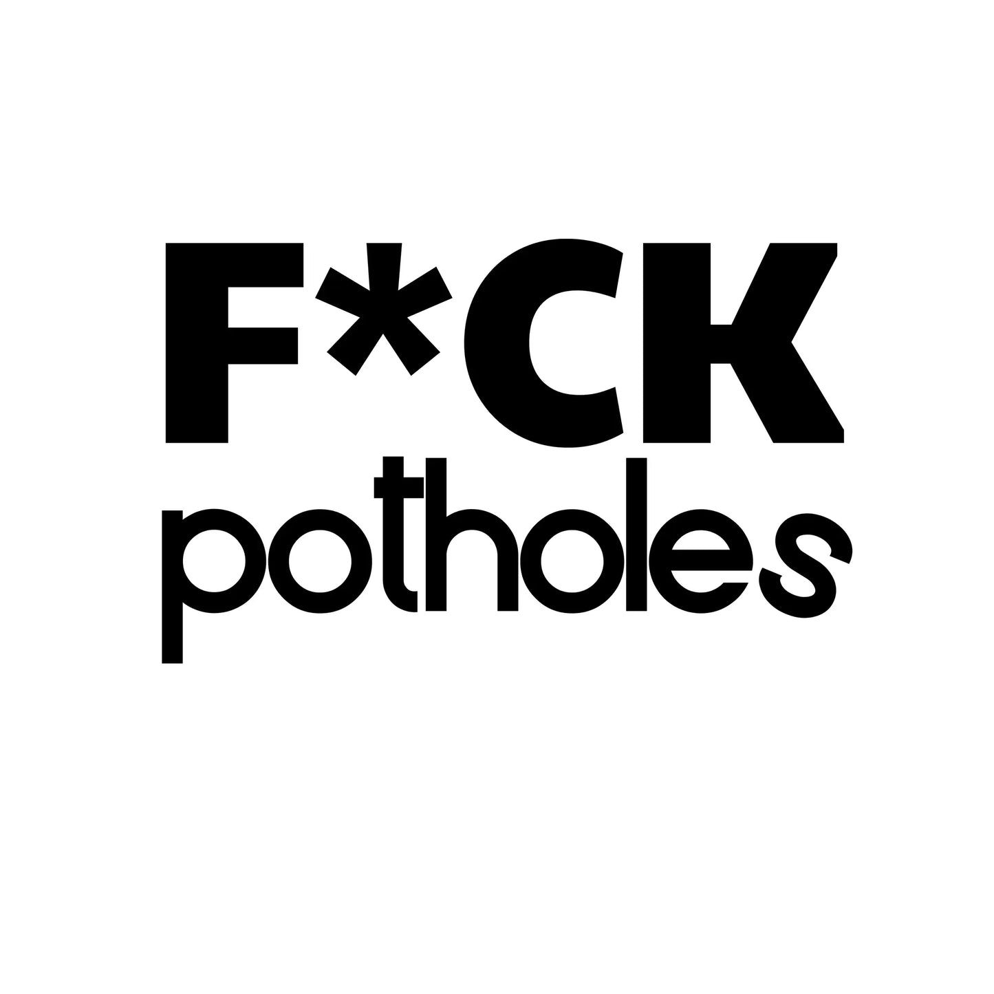 F*ck potholes matrica főkép, fekete színben, fehér alapon.