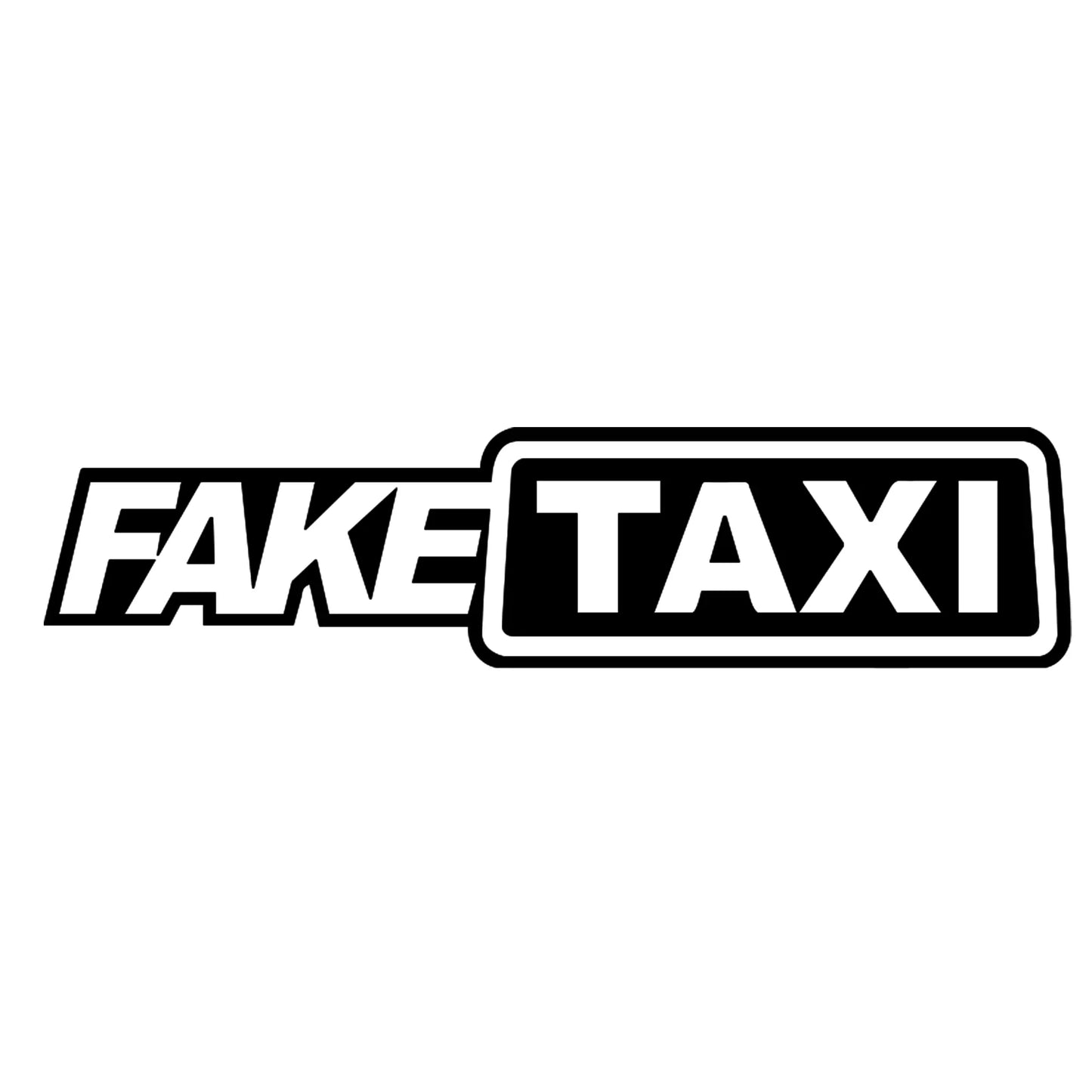 Fake Taxi matrica főkép, fekete színben, fehér alapon.