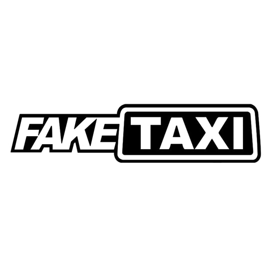 Fake Taxi matrica főkép, fekete színben, fehér alapon.