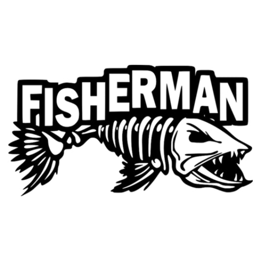 Fisherman matrica főkép, fekete színben, fehér alapon.
