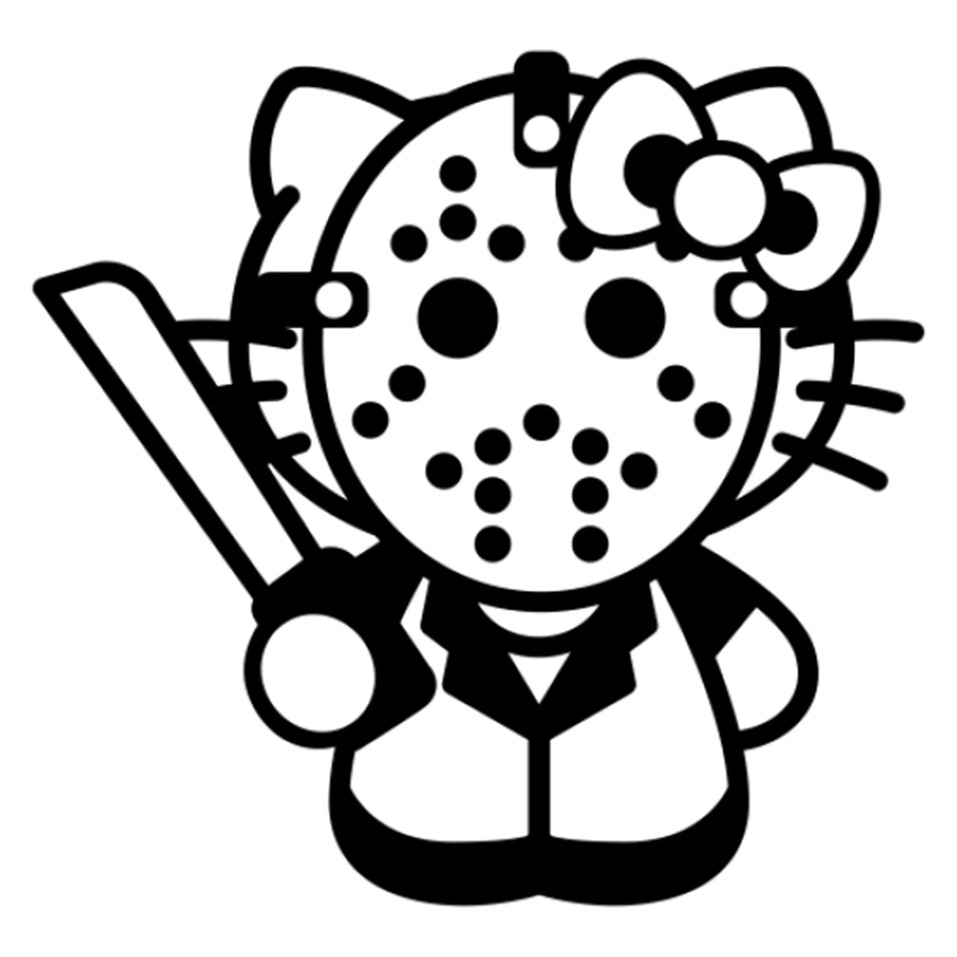 Hello Kitty fűrész matrica főkép, fekete színben, fehér alapon.