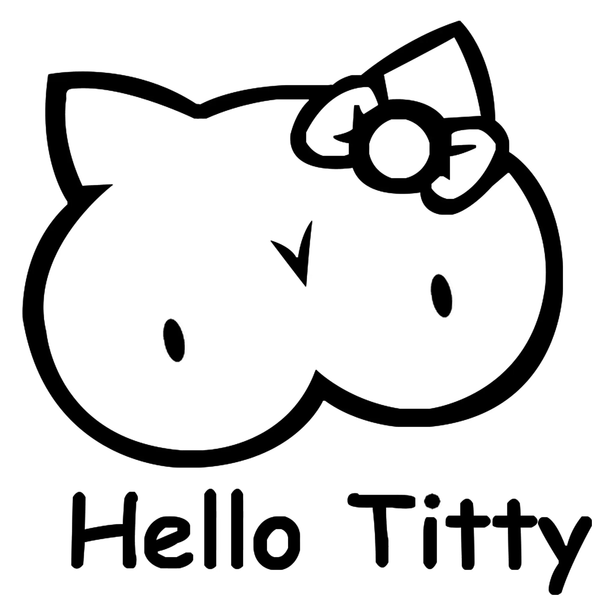 Hello Titty matrica főkép, fekete színben, fehér alapon.