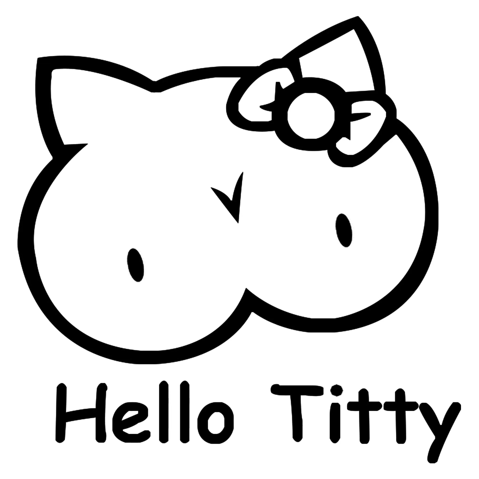Hello Titty matrica főkép, fekete színben, fehér alapon.