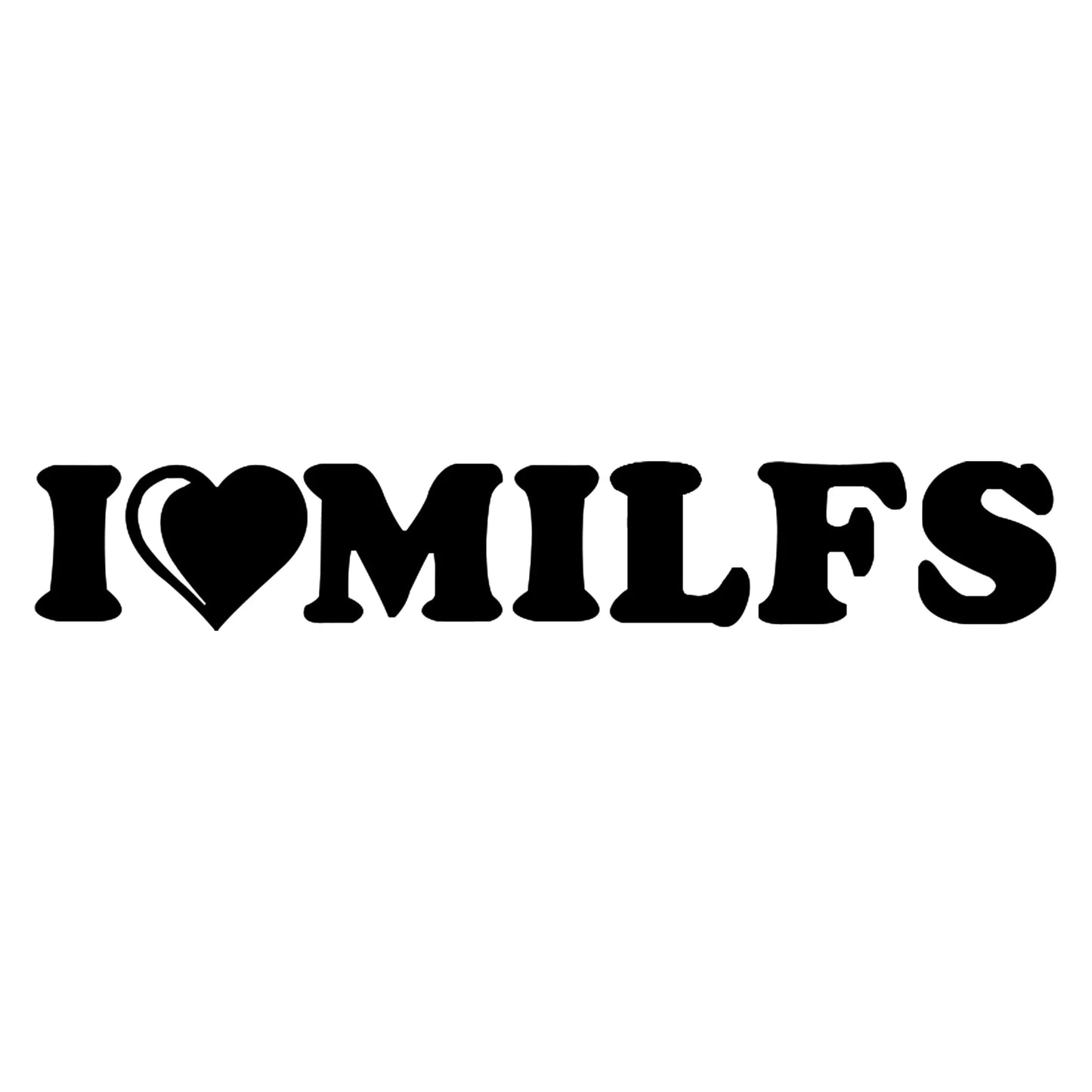 I Love Milfs matrica főkép, fekete színben, fehér alapon.