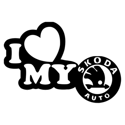 I love my Skoda matrica főkép, fekete színben, fehér alapon.