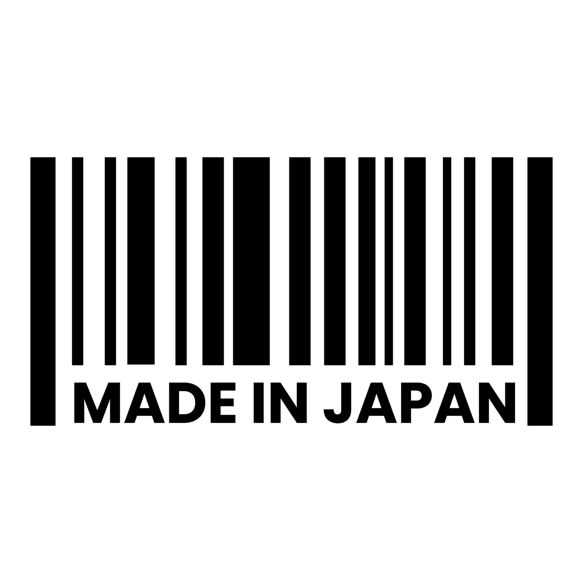 Made In Japan matrica főkép, fekete színben, fehér alapon.