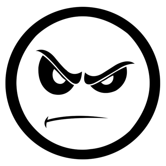 Mérges Smiley matrica főkép, fekete színben, fehér alapon.