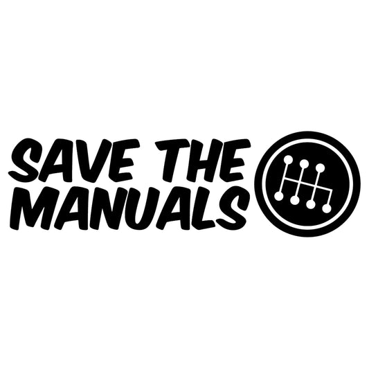Save The Manuals matrica főkép, fekete színben, fehér alapon.