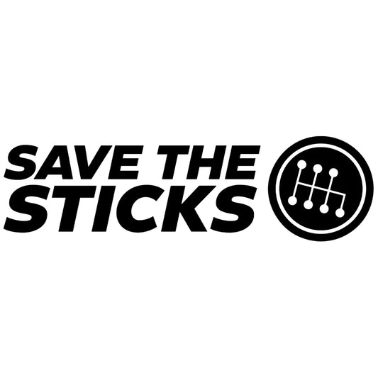 Save The Sticks matrica főkép, fekete színben, fehér alapon.