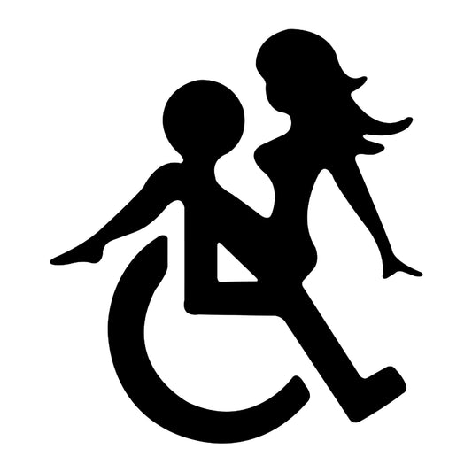 Sexy Wheelchair matrica főkép, fekete színben, fehér alapon.