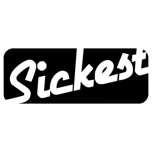 Sickest matrica főkép, fekete színben, fehér alapon.