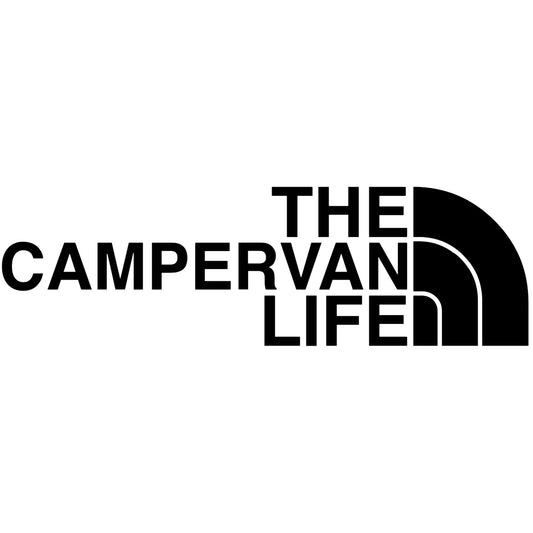 The Campervan Life matrica főkép, fekete színben, fehér alapon.