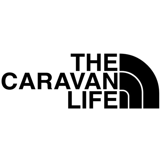 The Caravan Life matrica főkép, fekete színben, fehér alapon.