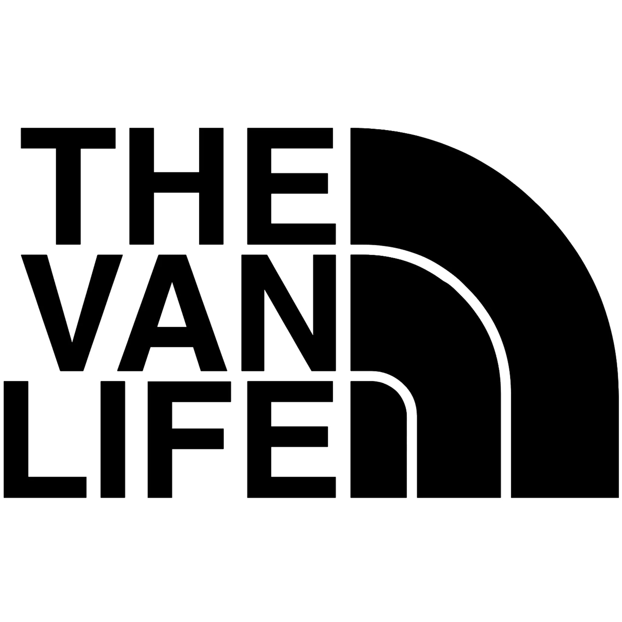 The Van Life matrica főkép, fekete színben, fehér alapon.