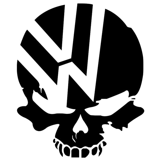 VW Koponya matrica főkép, fekete színben, fehér alapon.