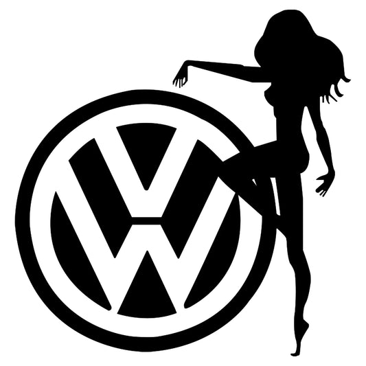VW Sexy Girl matrica főkép, fekete színben, fehér alapon.