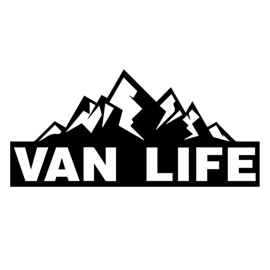 Van Life matrica főkép, fekete színben, fehér alapon.