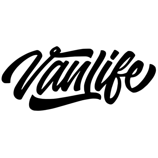 Vanlife 3 matrica főkép, fekete színben, fehér alapon.