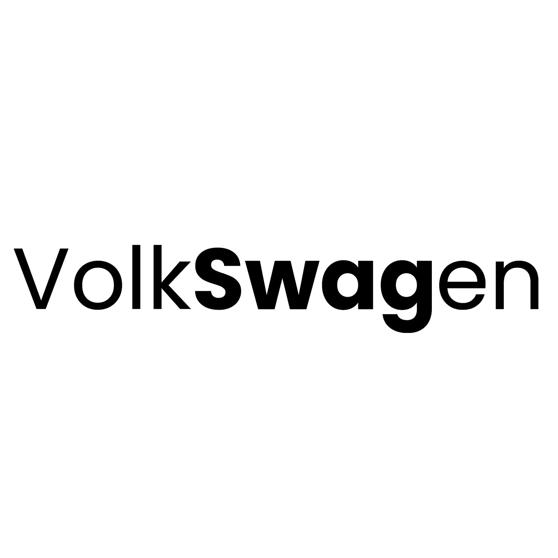 VolkSWAGen matrica főkép, fekete színben, fehér alapon.