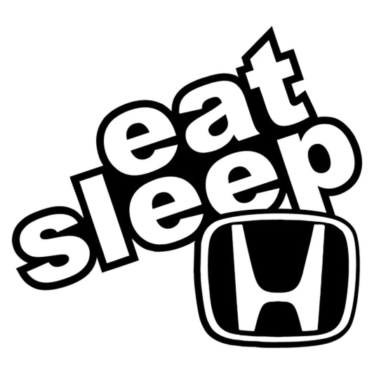 eat sleep Honda matrica főkép, fekete színben, fehér alapon.