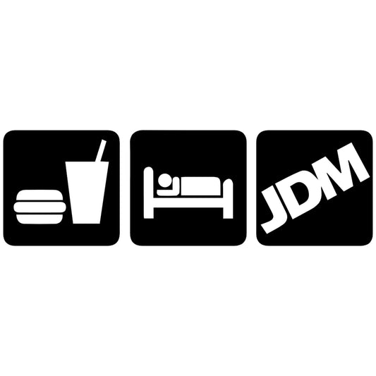 eat sleep JDM 2 matrica főkép, fekete színben, fehér alapon.