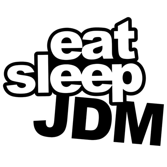 eat sleep JDM matrica főkép, fekete színben, fehér alapon.