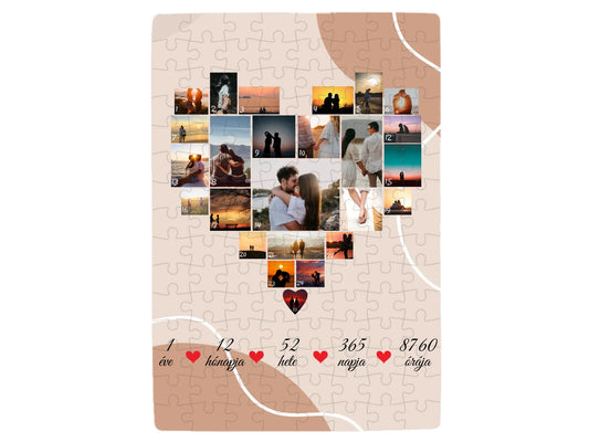 Szív alakú 4. szöveggel - 25 fénykép - Saját fényképes puzzle