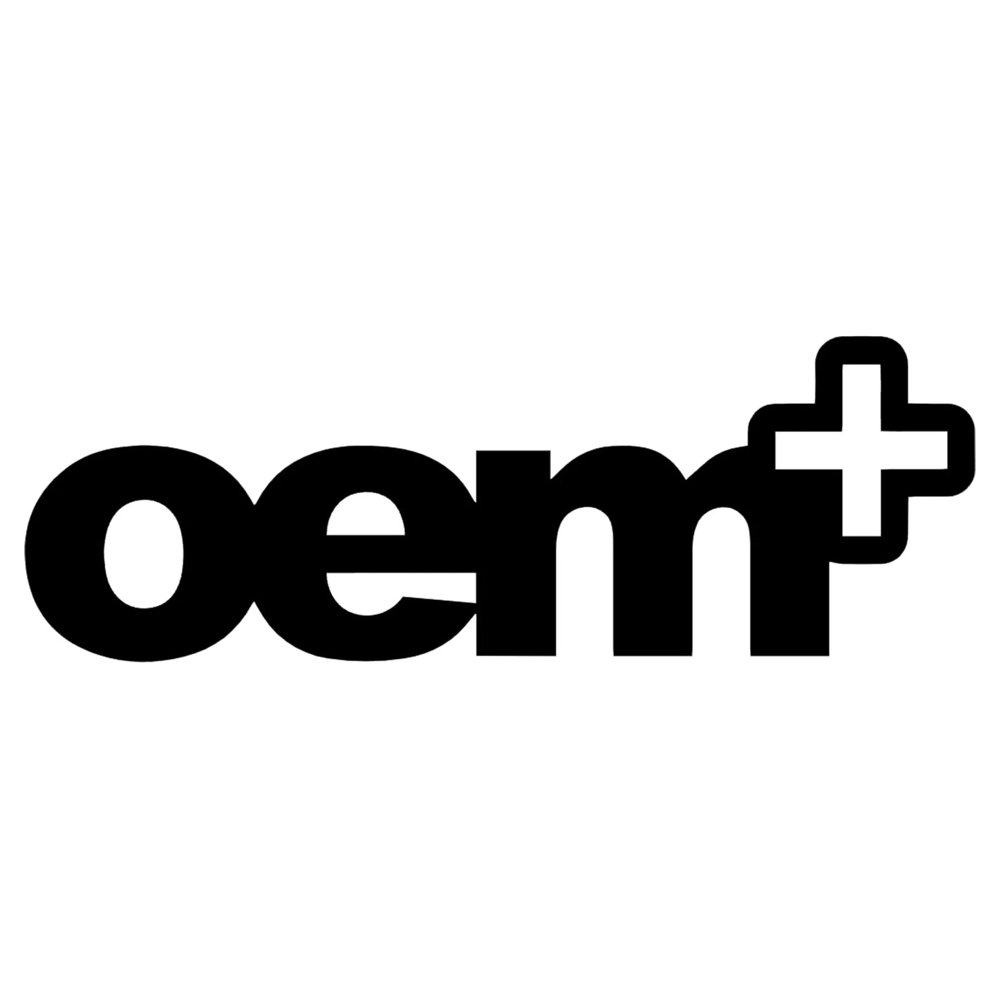 oem+ matrica főkép, fekete színben, fehér alapon.